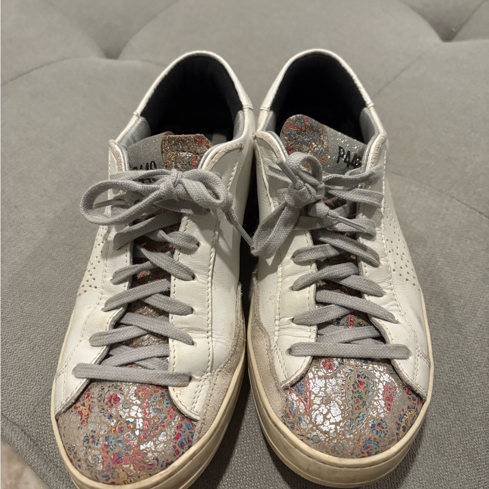 P448 Women's White Sneakers with Colorful Accents